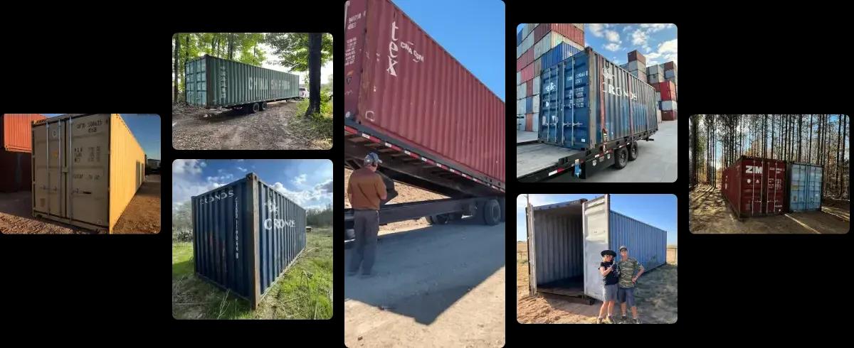 Collage of shipping containers delivered to Boxhub customers across the United States