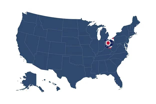 Map of the United States with Ohio highlighted