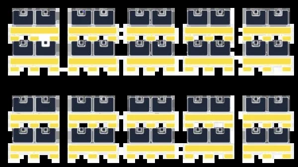 20ft container floor plan with 20 double-stacked North American standard CMA pallets