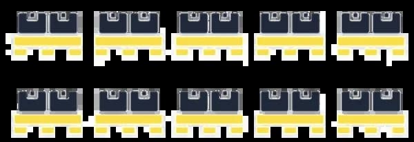 20ft container floor plan with 10 single-stacked North American standard CMA pallets