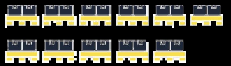 20ft container floor plan with 11 single-stacked Euro pallets