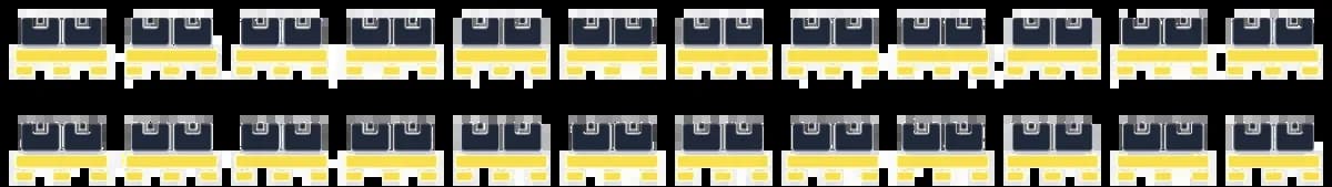 40ft container floor plan with 24 single-stacked Euro pallets