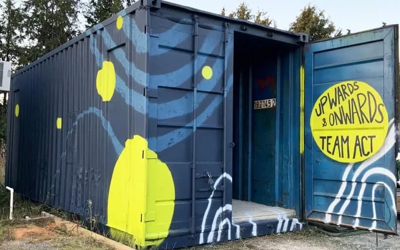 Freshly painted shipping container