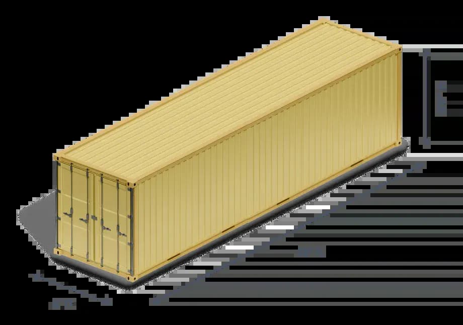 A 45ft shipping container with extra interior space for larger projects.