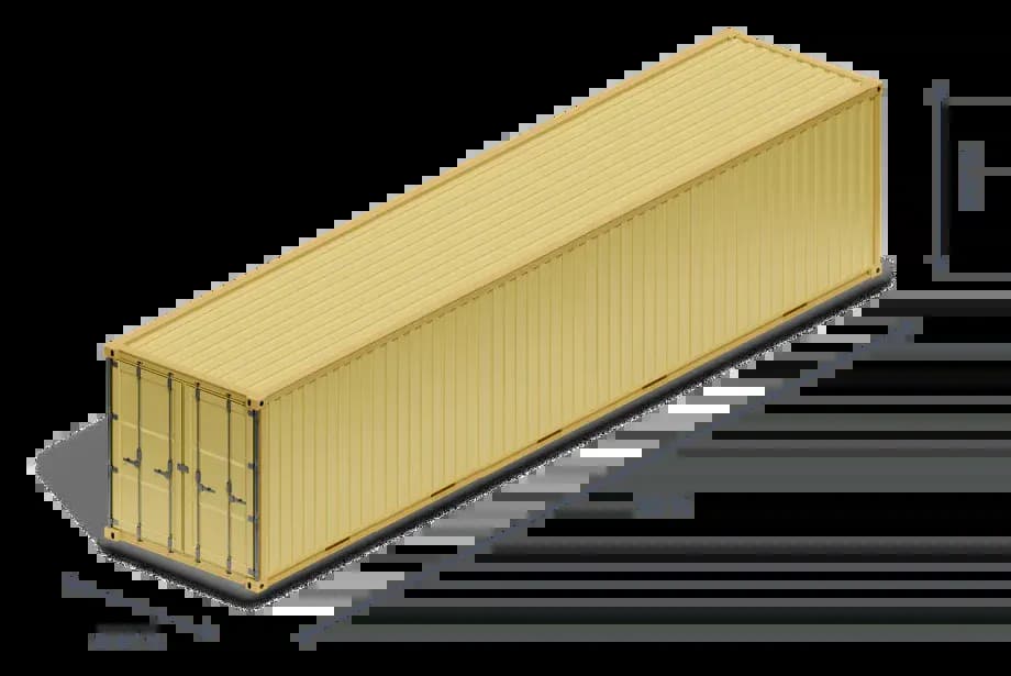 A 53ft shipping container — the largest standard size available.