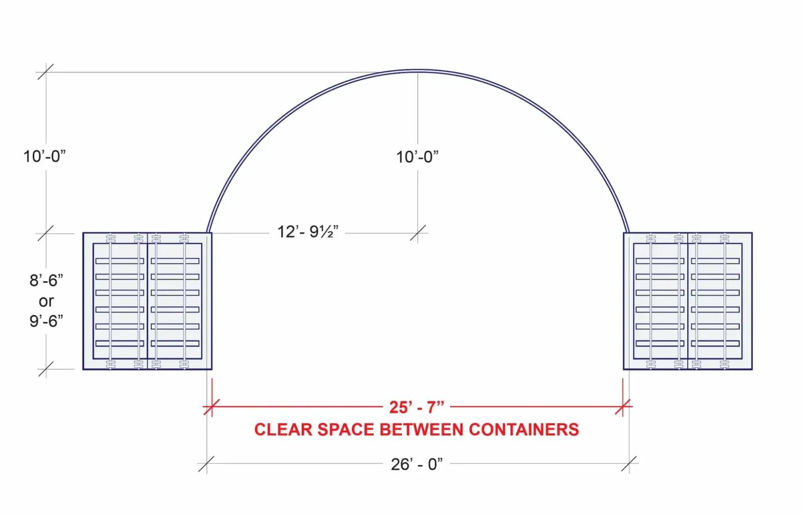 Container Shelter Single Truss dimension drawing