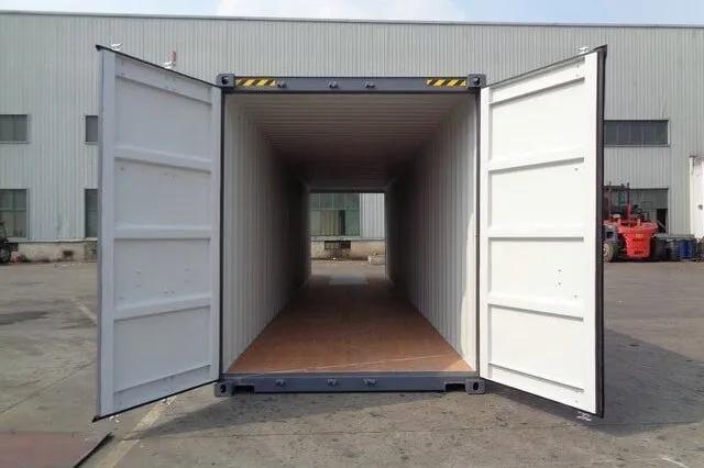 Looking through a double-door container with both sets of doors open