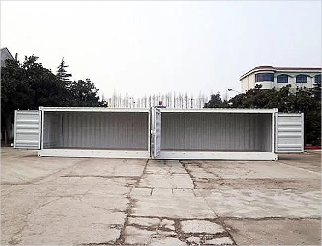 Open-side container seen from the side with doors open