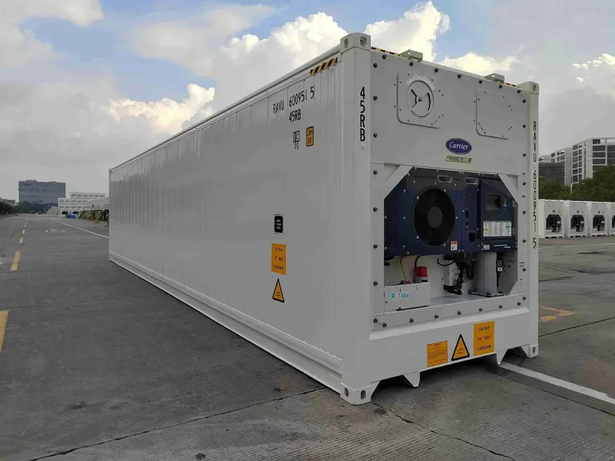 Reefer container with the doors open