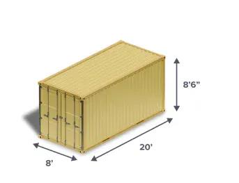 Drawing of a 20ft Open-Side Container with its external dimensions