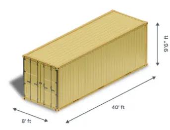 Drawing of a 40ft Open-Side High Cube Container with its external dimensions