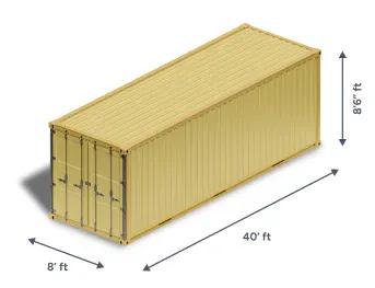 Drawing of a 40ft Open-Side Container with its external dimensions