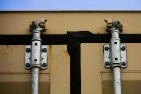 Detail of a new shipping container