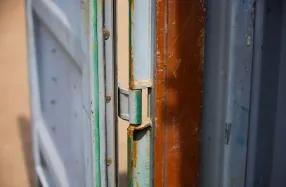 Detail of a used shipping container