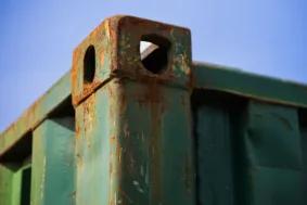 Detail of a used shipping container