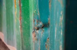 Detail of a used shipping container
