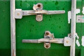 Detail of a used shipping container