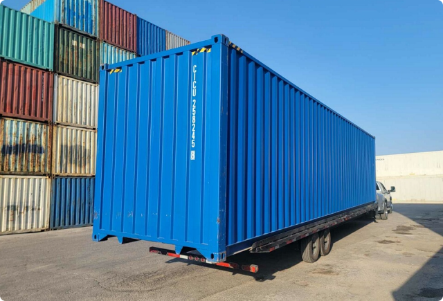 blue shipping container